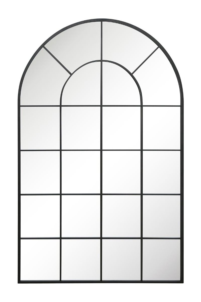 MirrorOutlet Black Framed Arched Window Leaner/Wall Mirror 75" X 47" (190x120CM) 3