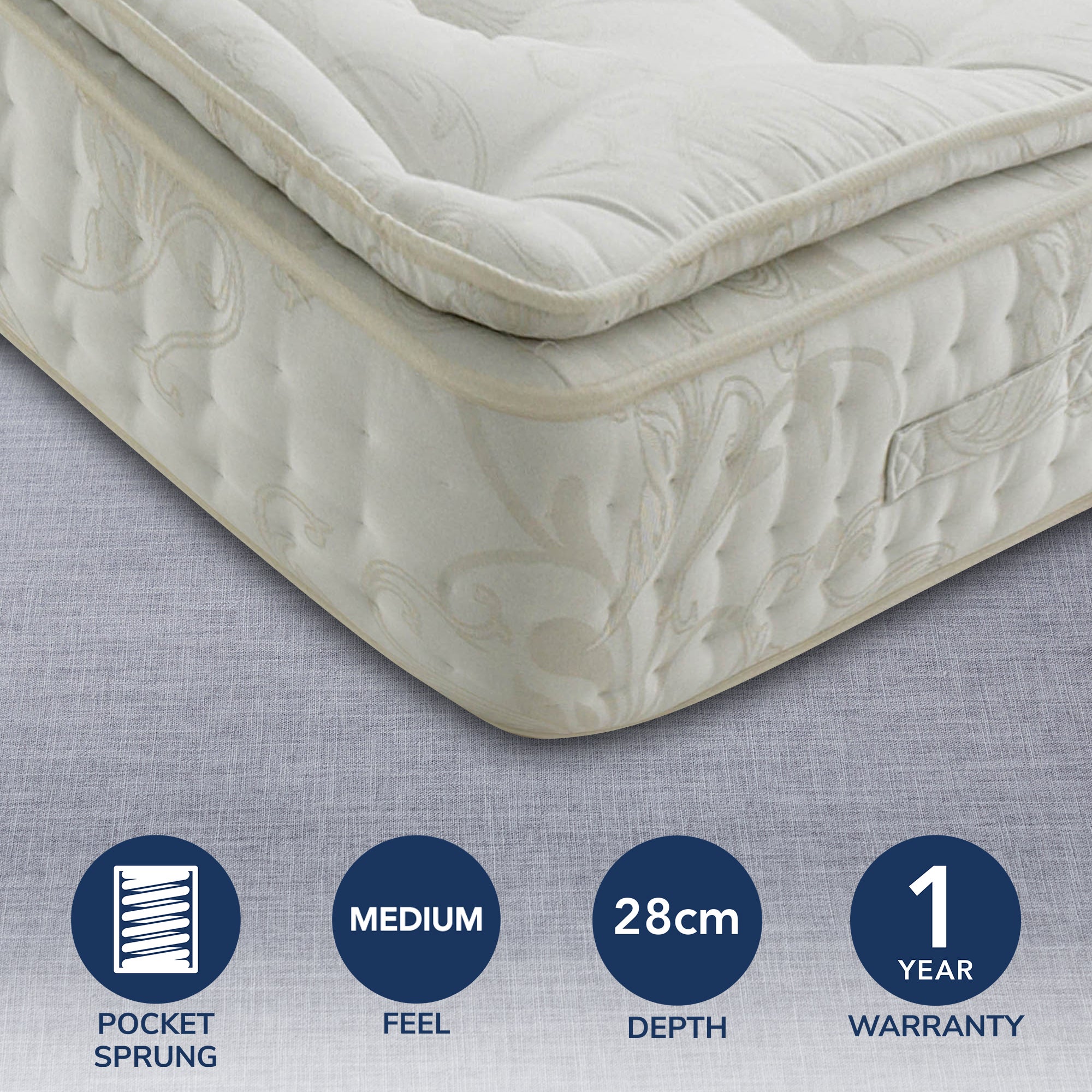 Signature Medium Pillow Top 2000 Pocket Mattress White