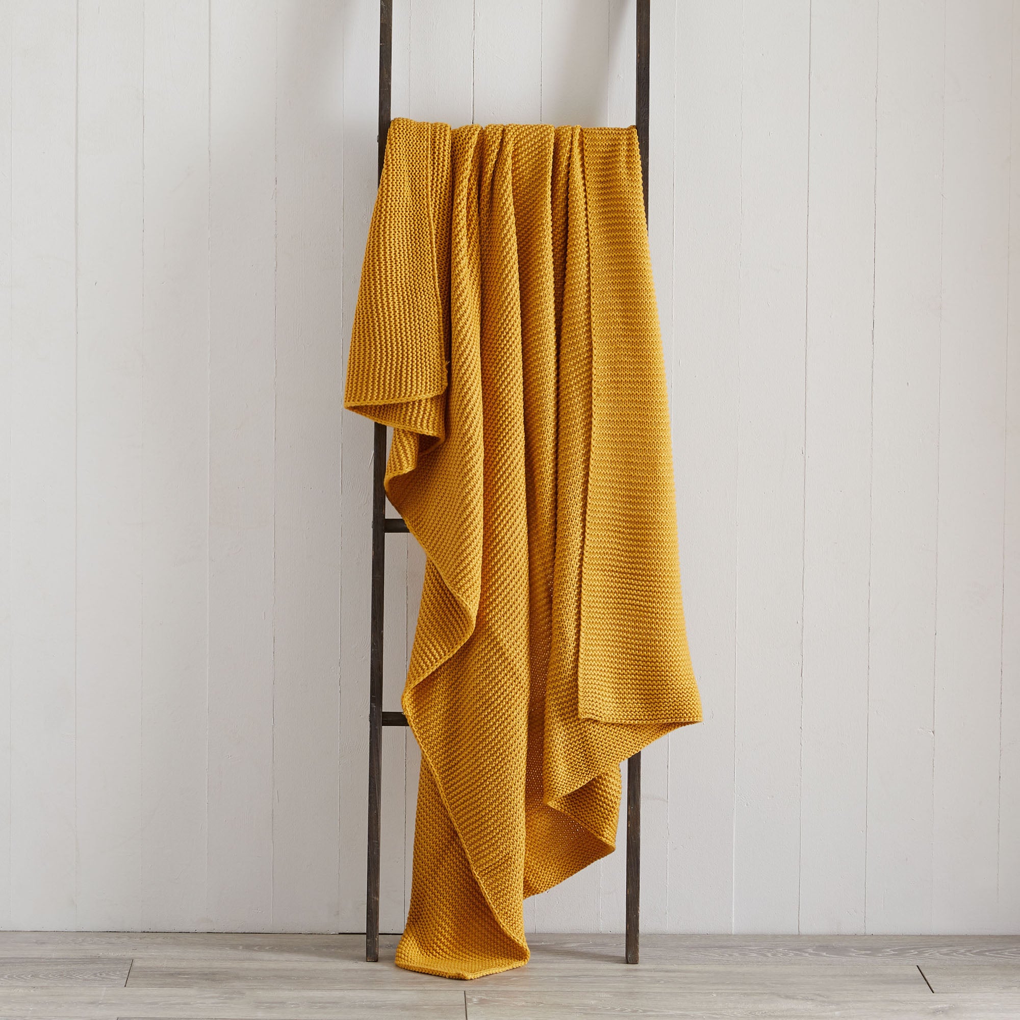 Chunky Knit Breckon Ochre Throw Ochre (Yellow)
