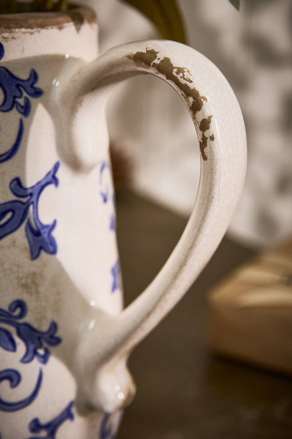 Dibor Vintage Solene Small Blue Botanical Home Decor Pitcher Jug H18 x W16cm in Cream 5