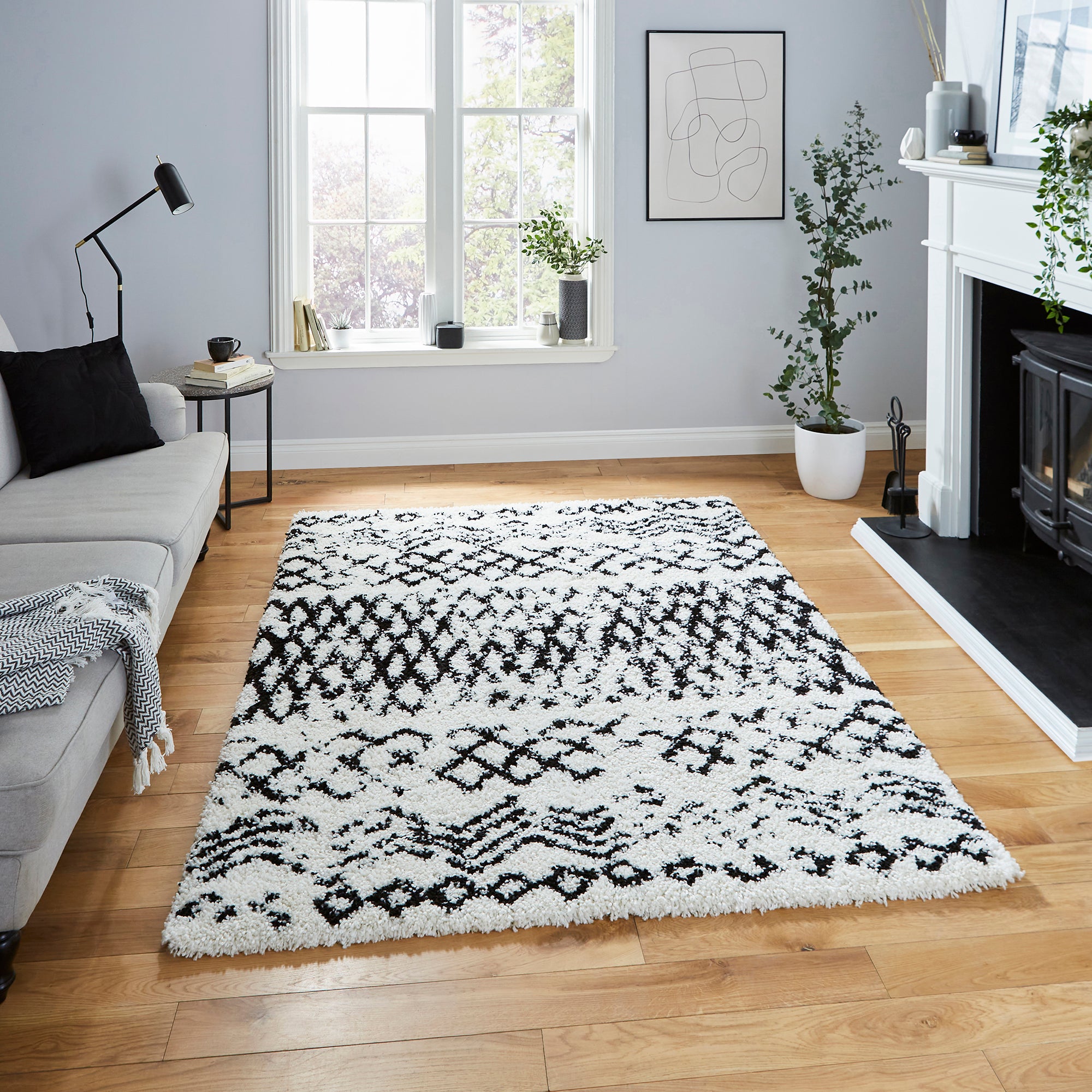 Scandi Berber G271 Rug Black and white
