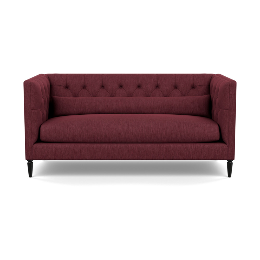 Heal's Balmoral 3 Seater Sofa Smart Linen Mix Maroon Black Feet