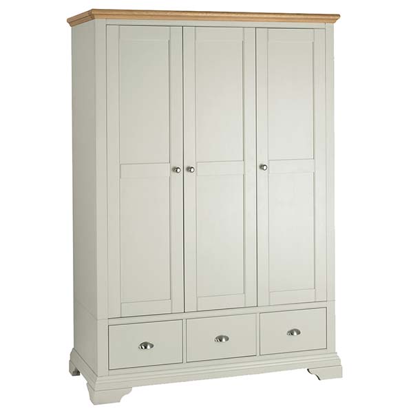 Carrington Triple Wardrobe  Soft Grey and Oak