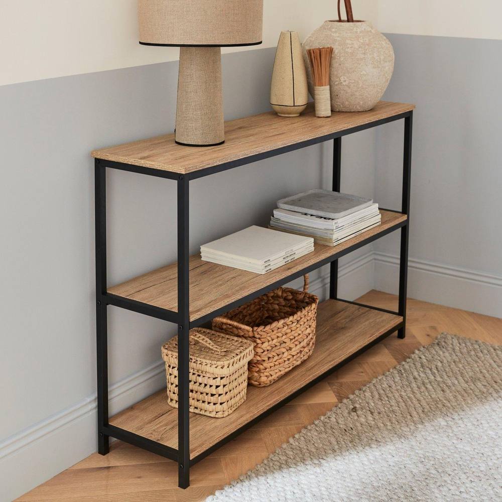 sweeek 3-level Industrial Bookcase With Wood & Metal Effect in Black