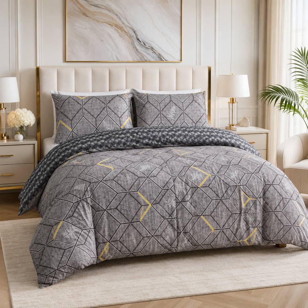 Grace Premium Soft Touch Duvet Cover Set in Grey