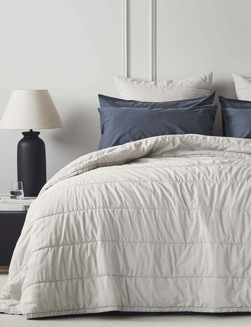 Bedfolk Pure Cotton Quilted Throw Beige