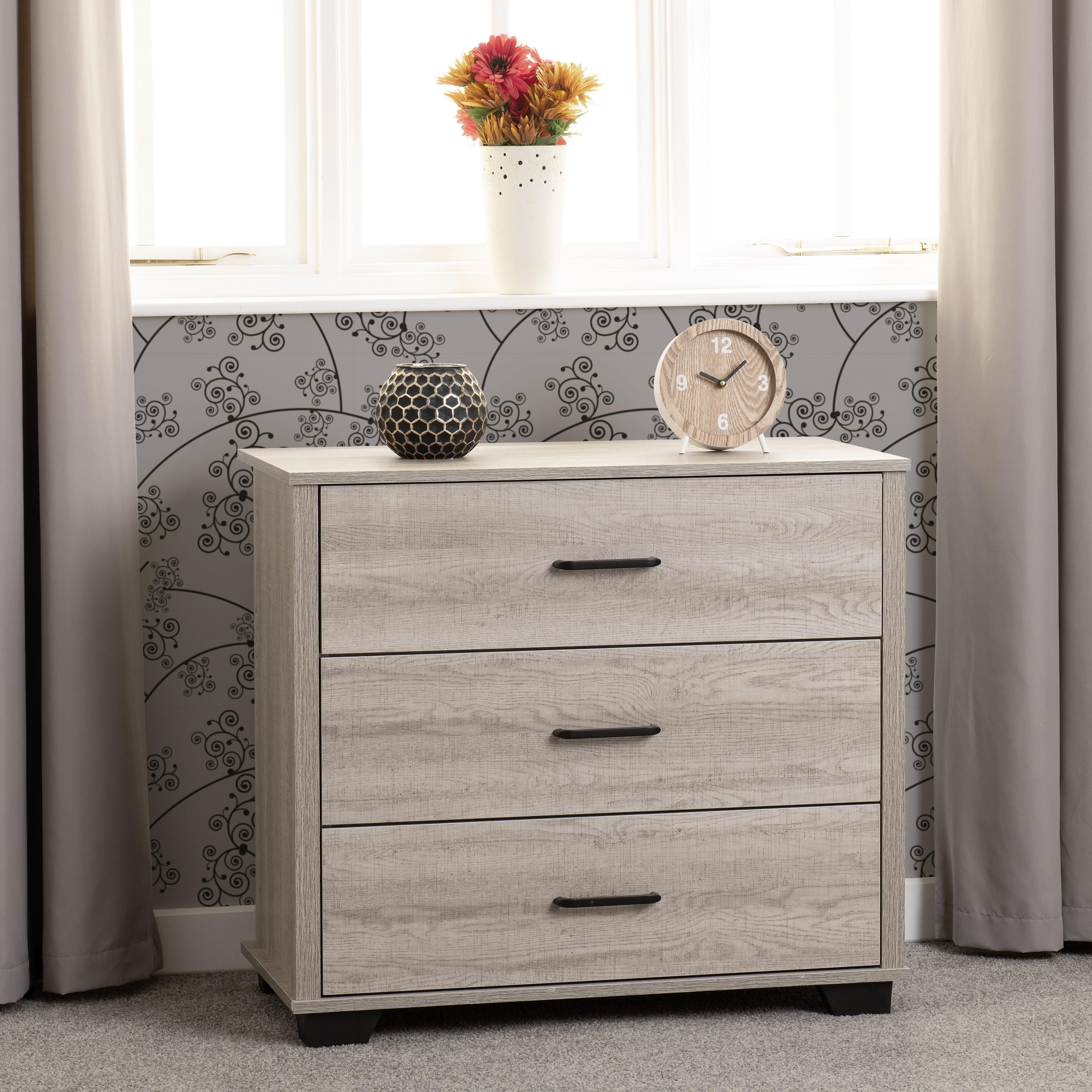 Seconique Oliver 3 Drawer Chest in Light Oak