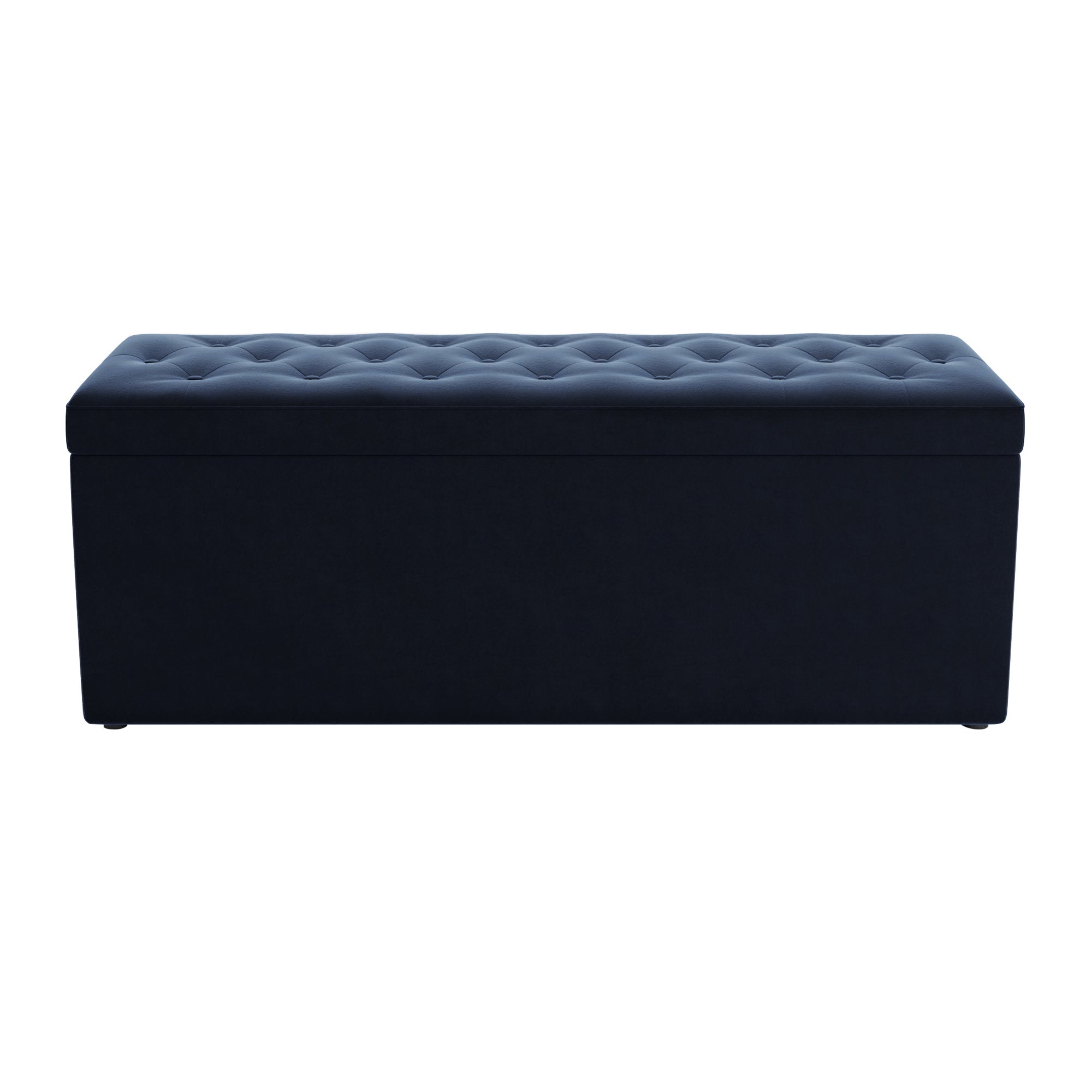 Oswald Velvet Buttoned Ottoman Bench Navy Blue