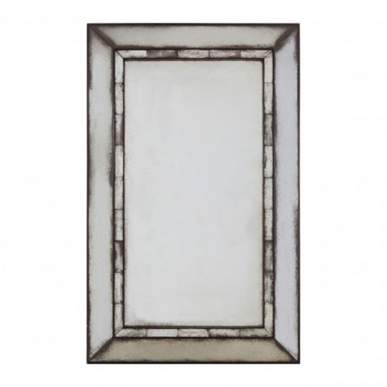 Raze Rectangular Tiled Wall Mirror In Antique Silver Frame