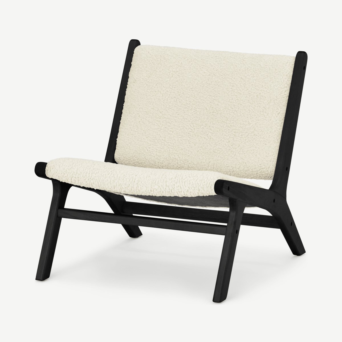 Rami Accent Armchair, Faux Sheepskin & Matte Black Weave