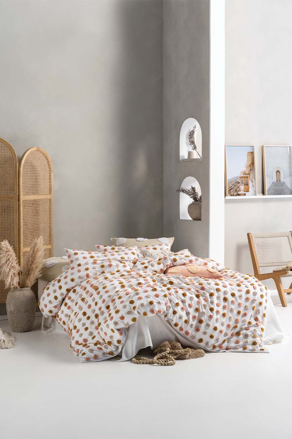 Linen House Haze Tufted Polka Dot Duvet Cover Set