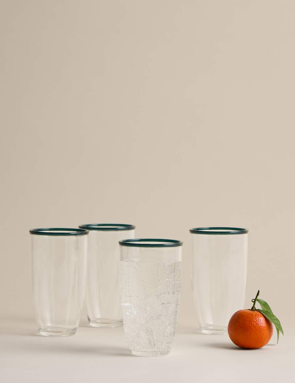 M&S Set of 4 Contrast Rim Acrylic Picnic Hi Balls Blue