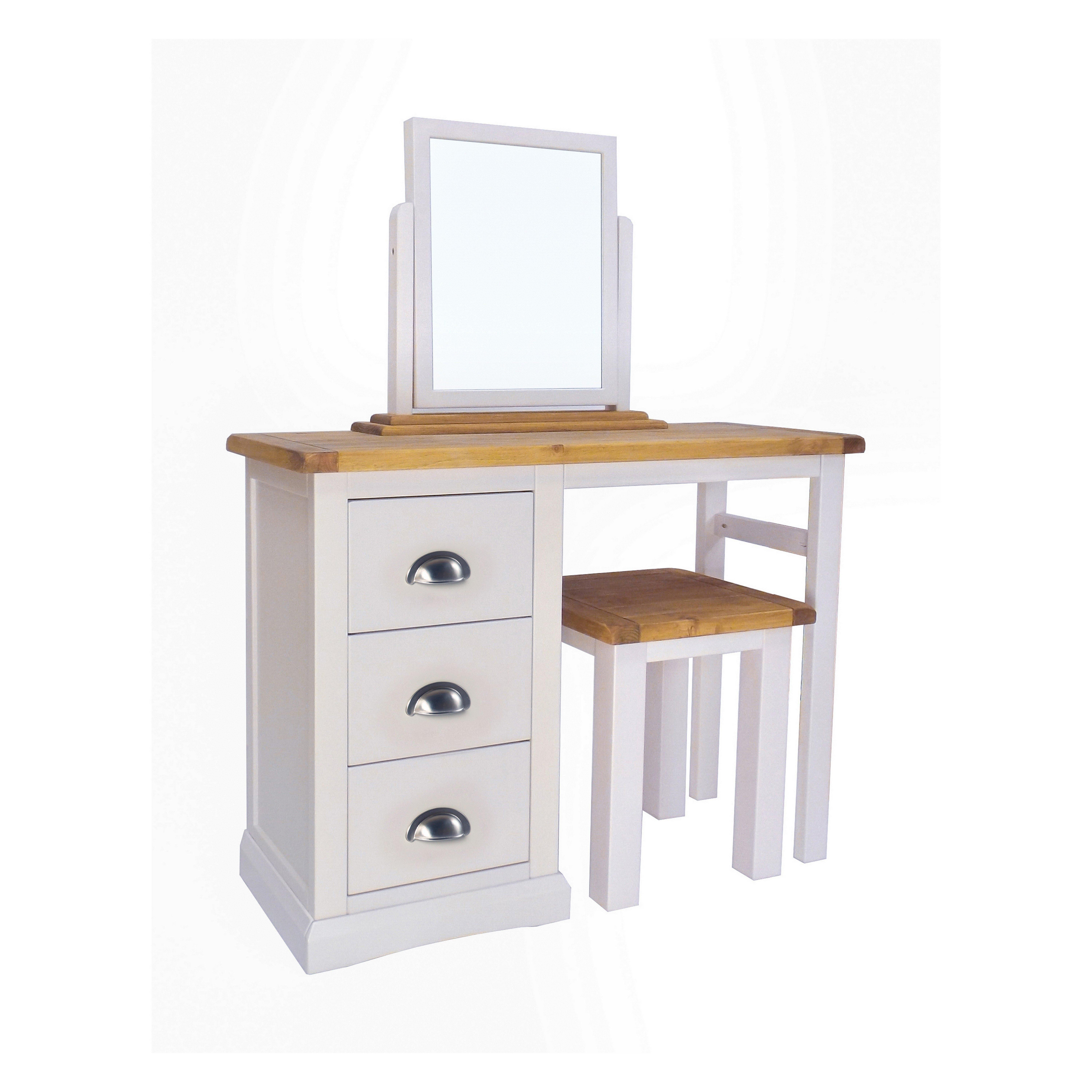 Cabinet Bits Loreo 3 Drawer Dressing Table Set Chrome Cup Handle in Light Grey