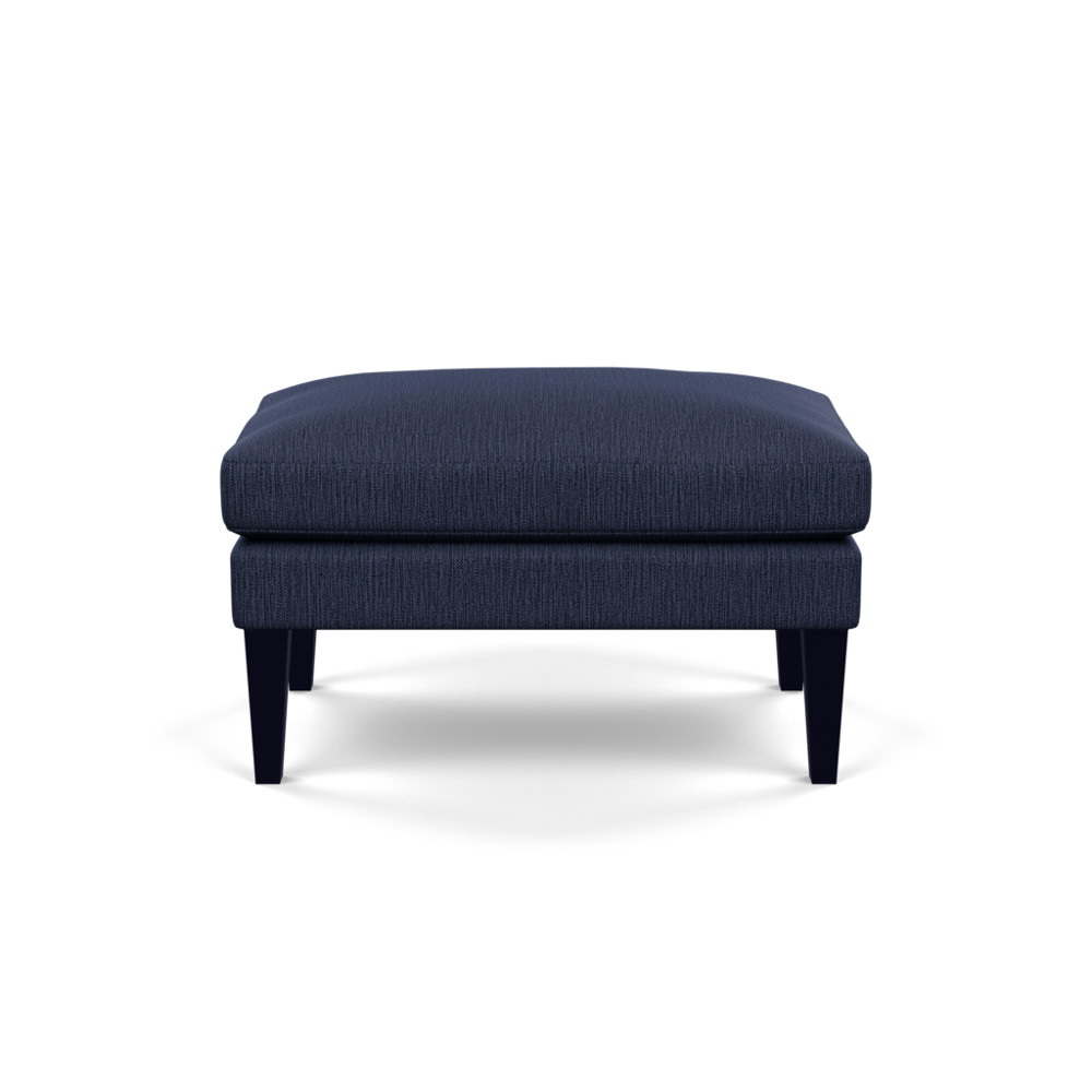 Heal's Wallis Ottoman Smart Linen Mix Navy Black Feet