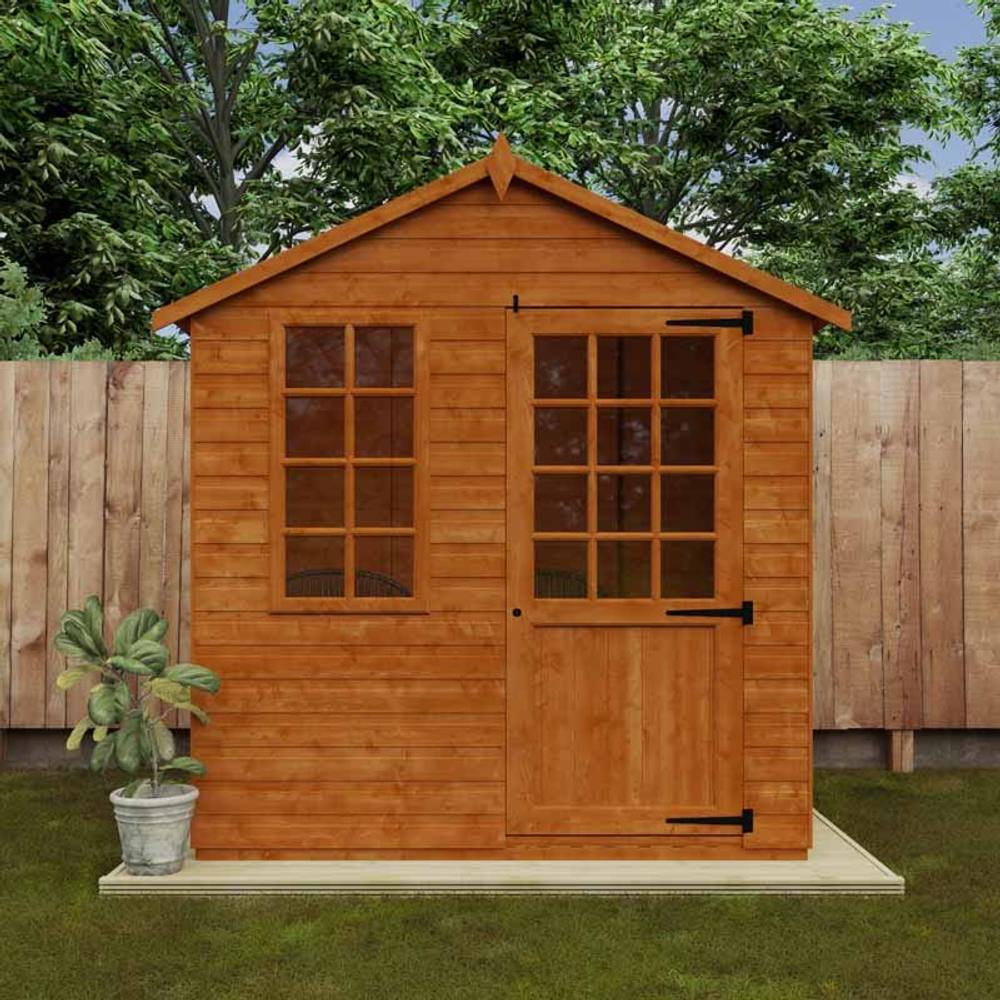 Buttercup Farm 5 x 7 Feet Simple Summer Room 12mm Shed - Solid Wood/Softwood/Pine in Burnt Orange 2