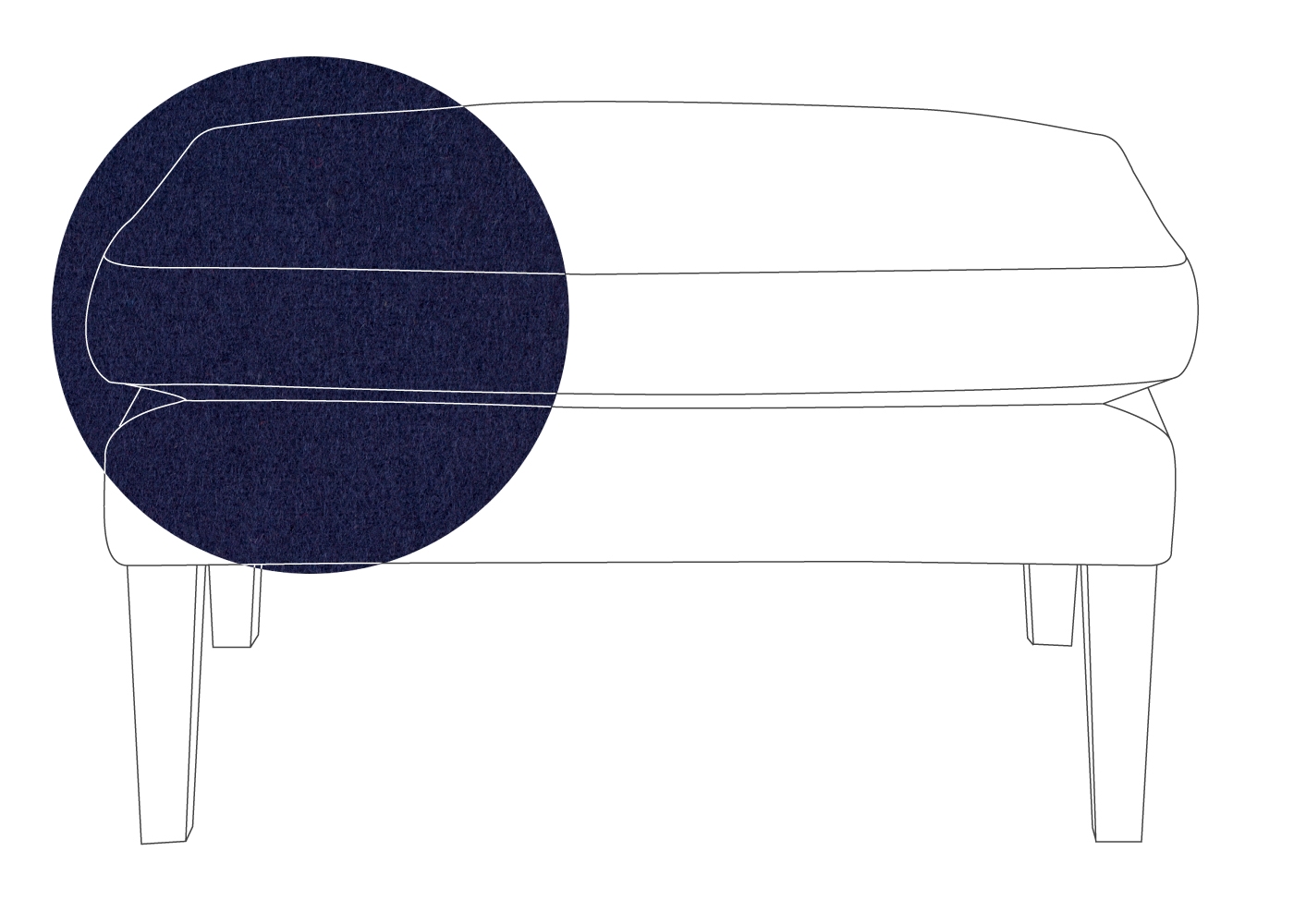 Heal's Wallis Ottoman Melton Wool New Navy Walnut Feet