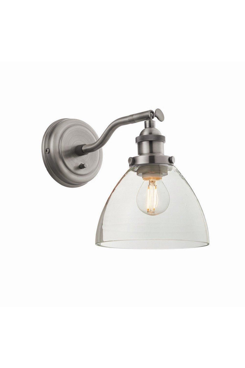Netlighting Hansen Dome Wall Lamp Brushed Silver Paint Clear Glass