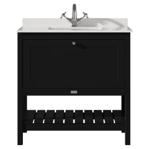 Bayswater Hartleigh Matt Black Traditional Freestanding Vanity Unit & 1 Tap Hole White Marble Top Basin - 800mm