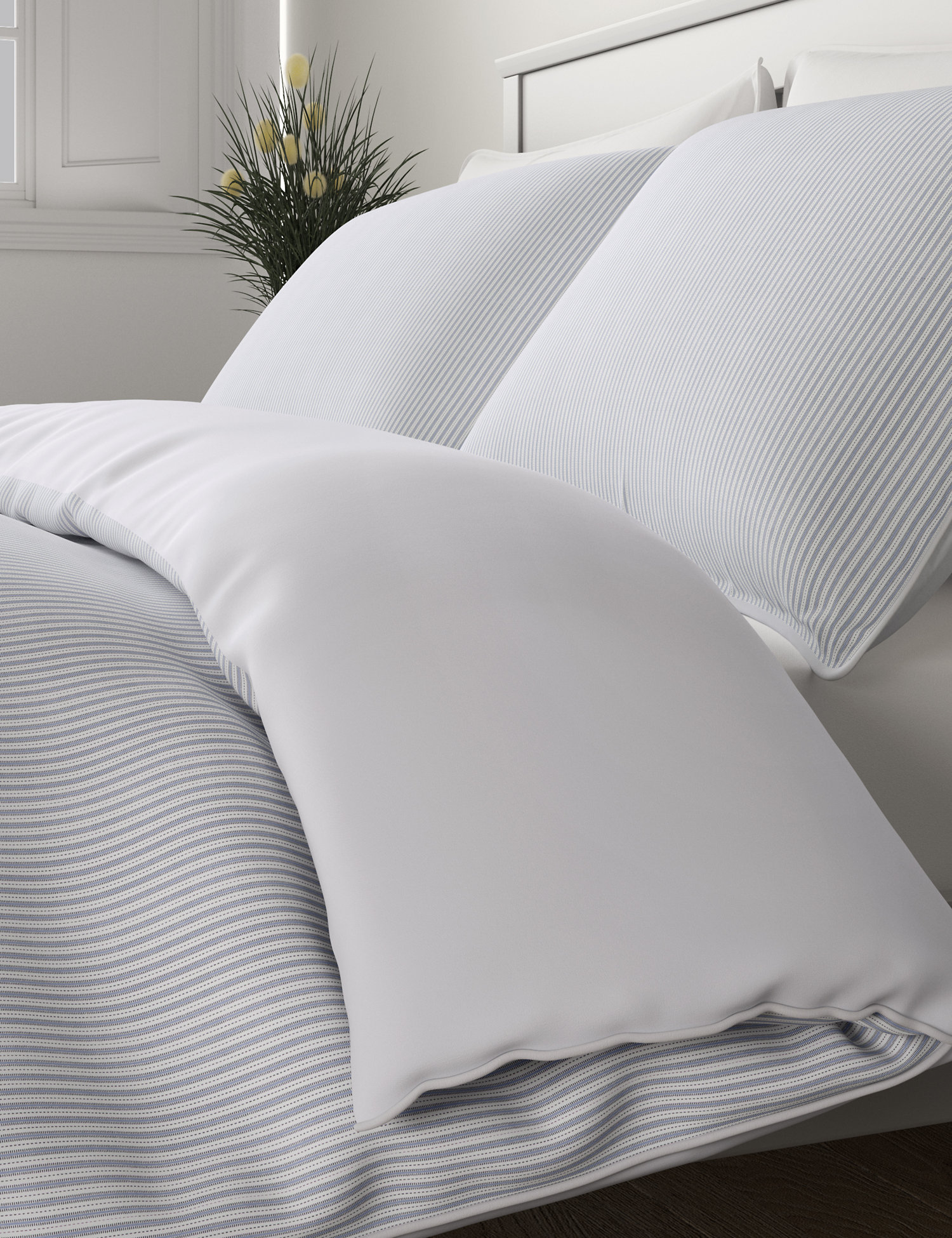 M&S Percale Striped Bedding Set