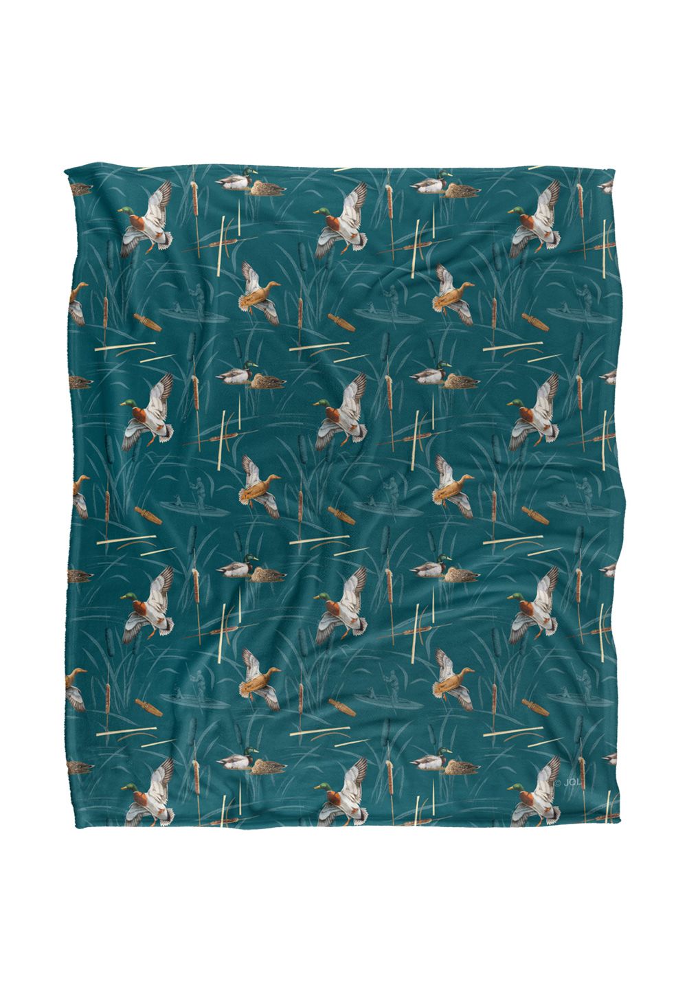 JQ Licensing Bs-Jp Waterfowl Marsh Ducks Hunting Pattern Silky Touch Super Soft Throw Blanket 152 X 127 cm in White