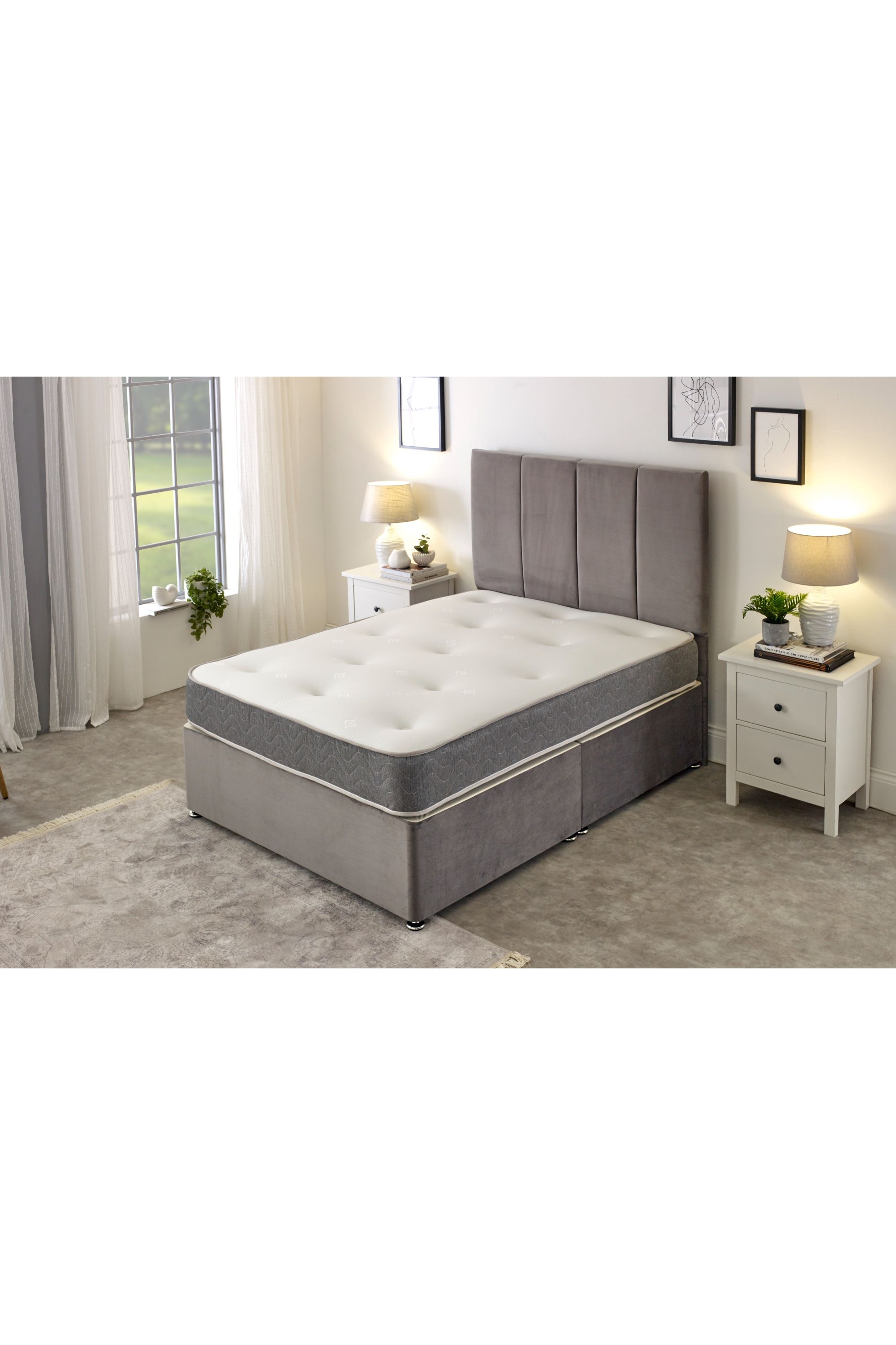 eXtreme Comfort Ltd Galaxy Memory Foam 22cm Deep Spring Tufted Mattress in Grey