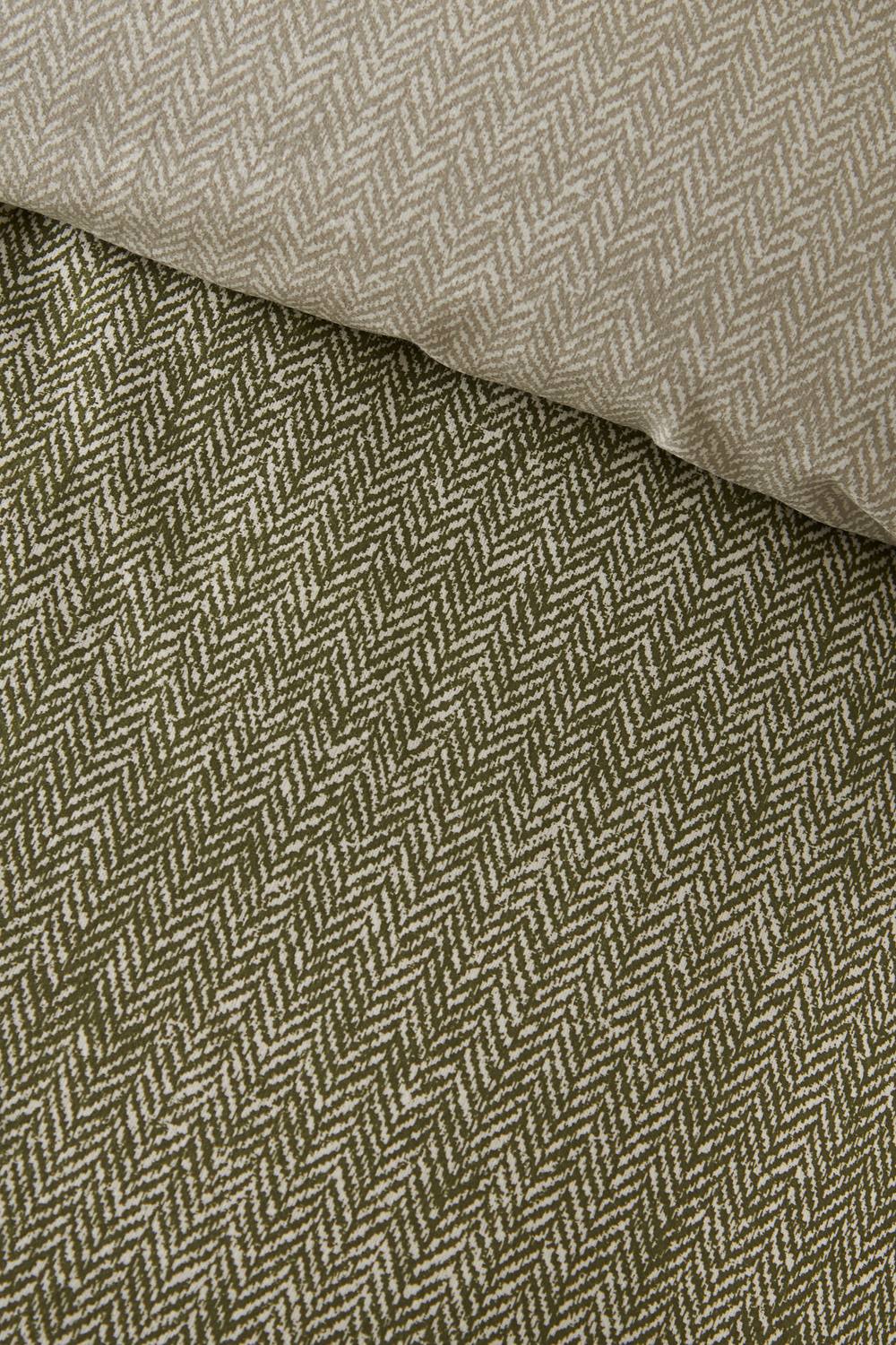 Catherine Lansfield Brushed Herringbone Cotton Reversible Duvet Cover Set in Green 4