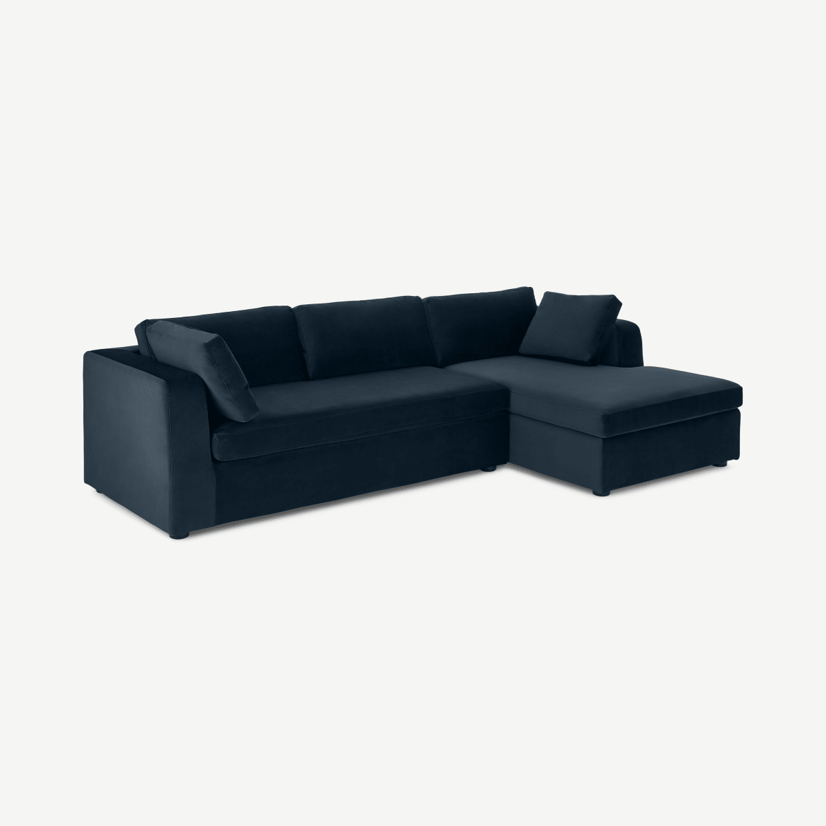Mogen Right Hand Facing Chaise End Sofa Bed with Storage, Sapphire Blue Velvet