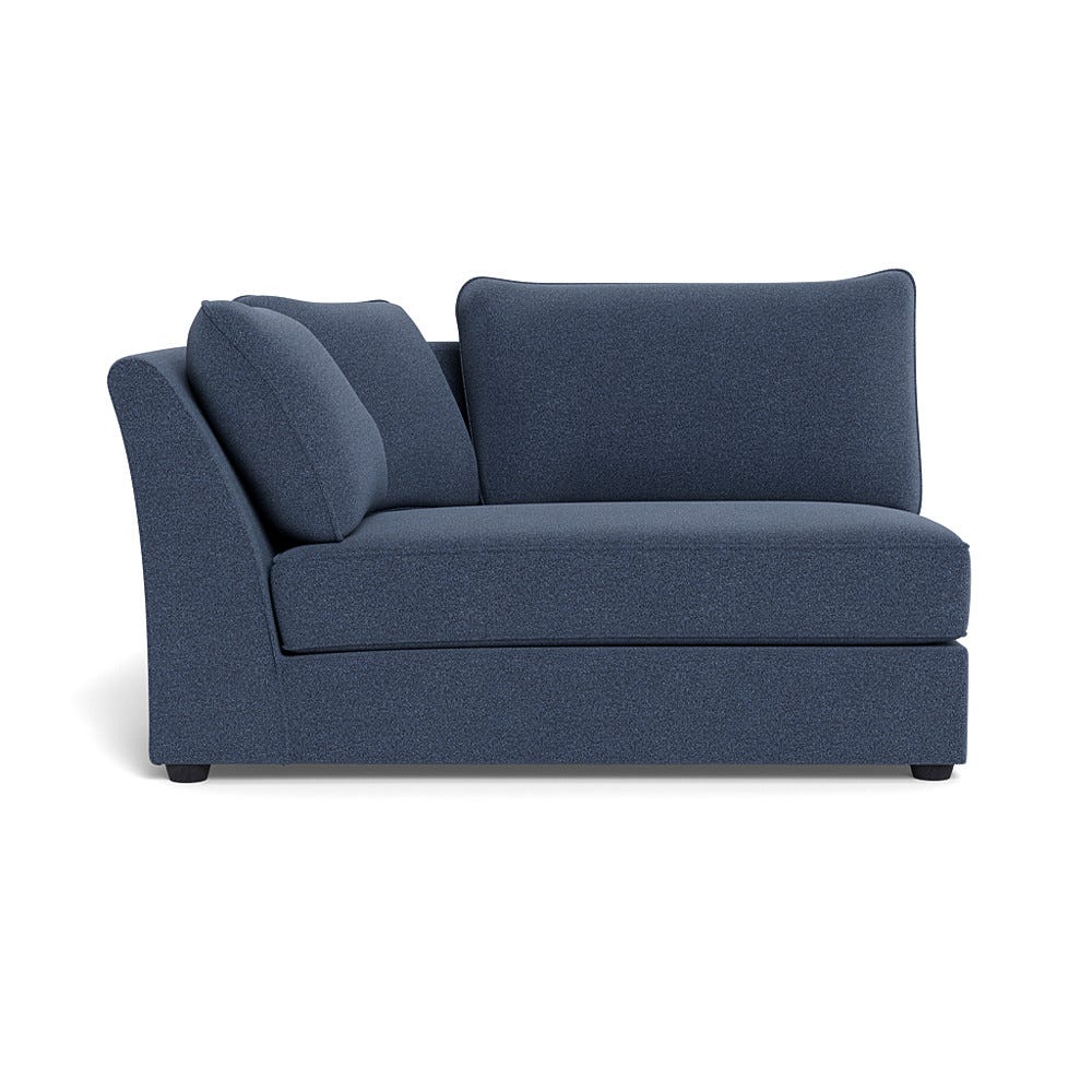 Heal's Tailor Large Curved Left Hand Facing Corner Unit Boucle Indigo Black Feet