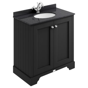 Bayswater Victrion Matt Black Traditional Freestanding Vanity Unit & Black Marble Top Basin - 800mm