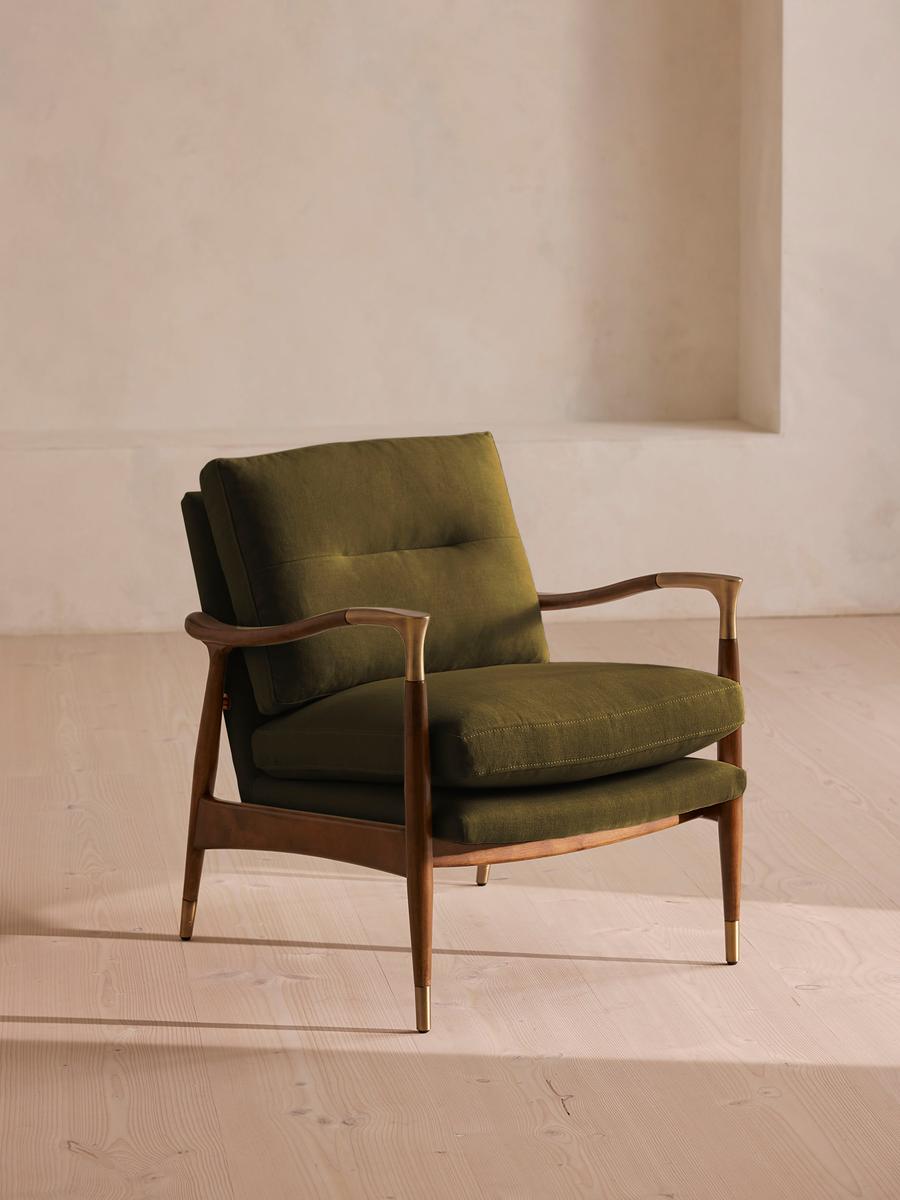 Theodore Armchair, Linen, Olive