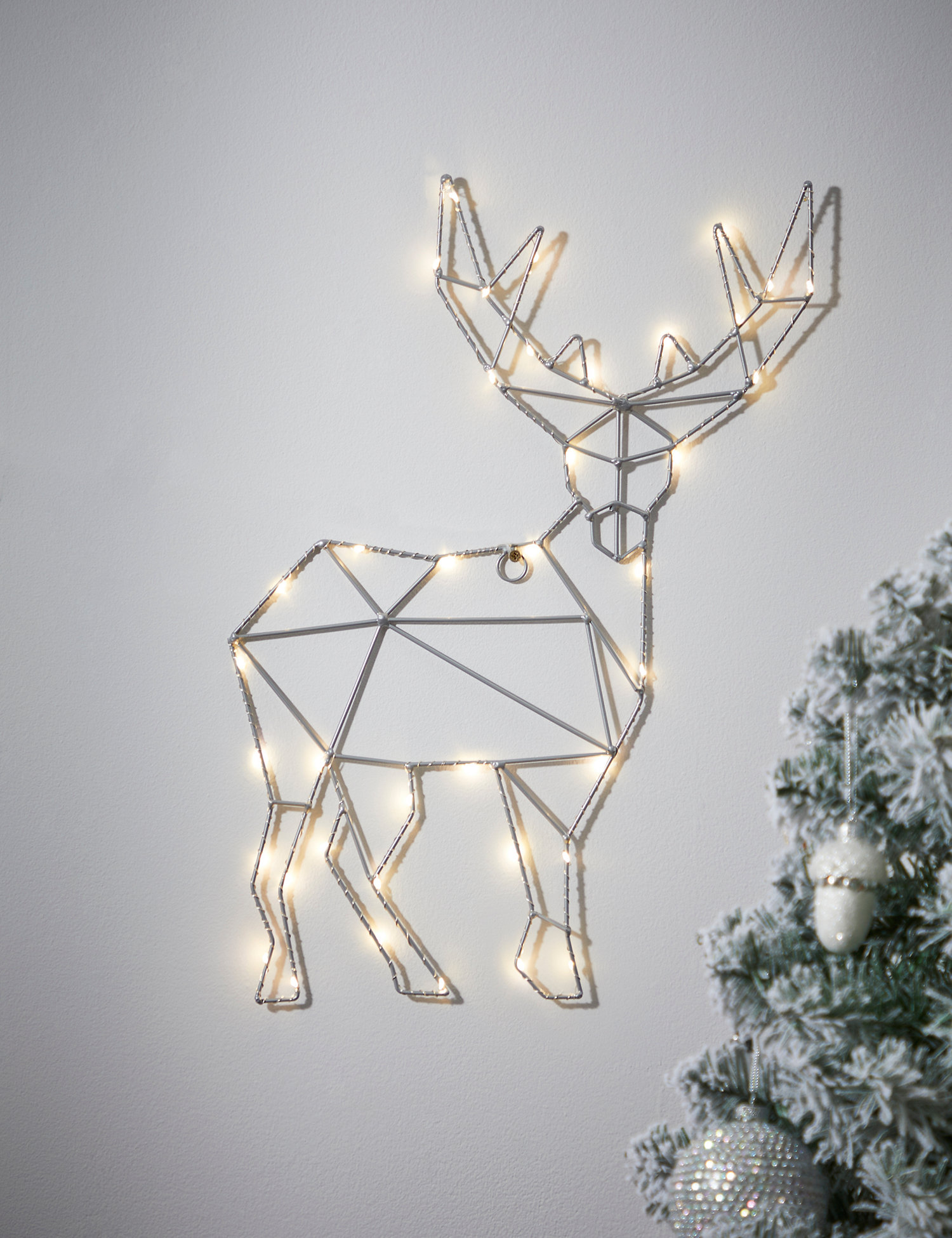 M&S Silver Wire Light Up Stag Room Decoration, Silver