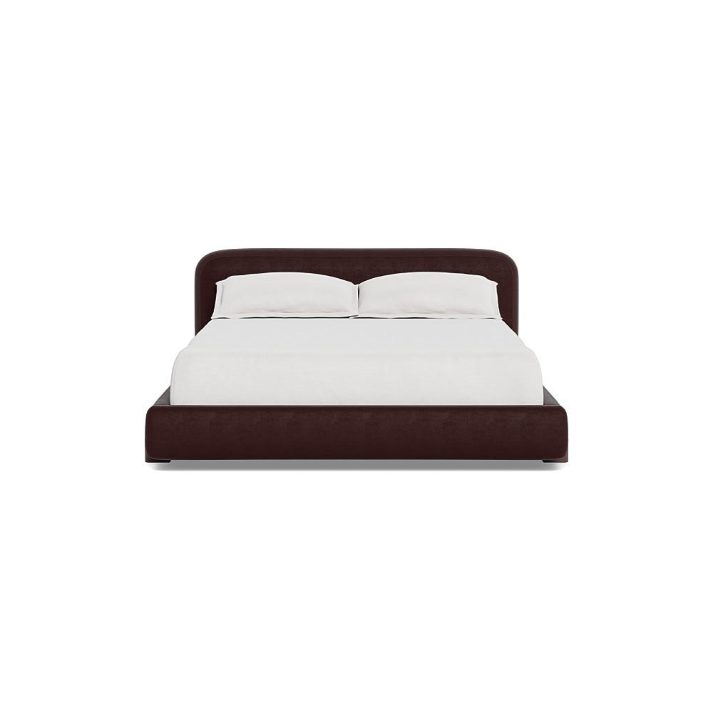 Heal's Nuvola Super King Bed Smart Luxe Velvet Acorn Walnut Stained Oak Feet 2