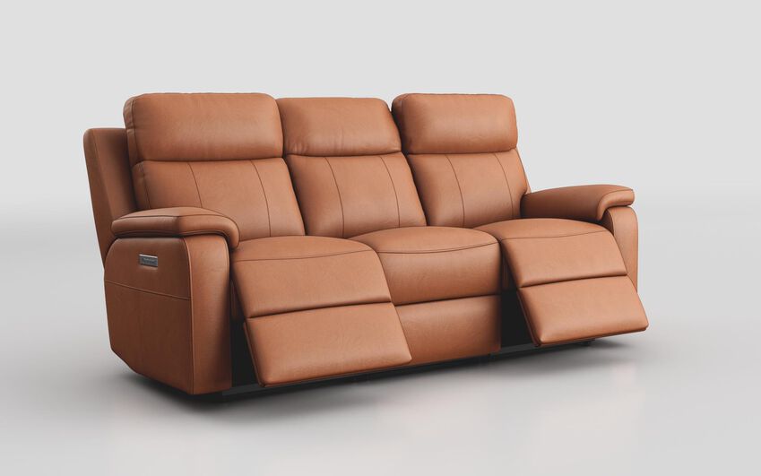 Orange Calboli 3 Seater Power Recliner Sofa with Power Head Tilt & Lumbar