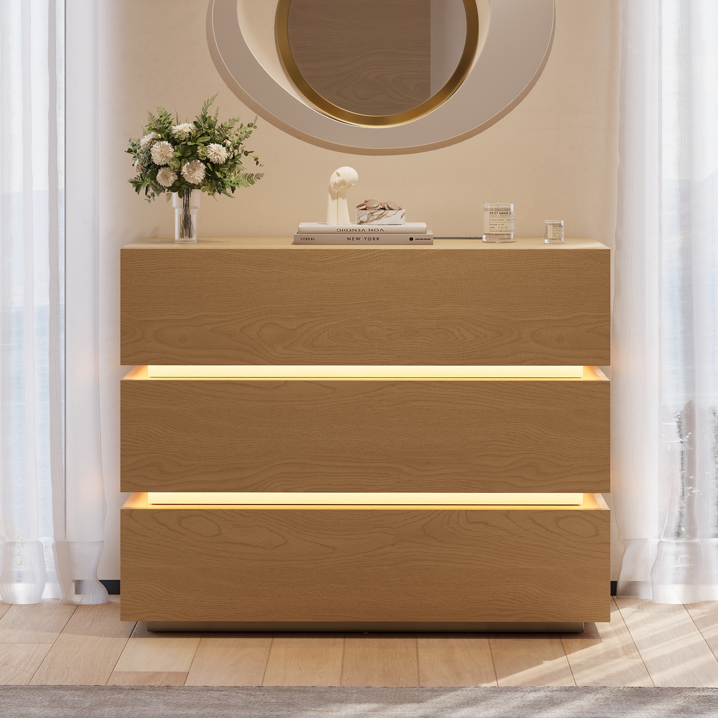 Lumio 39" LED 3-Drawer Chest with Charging Station
