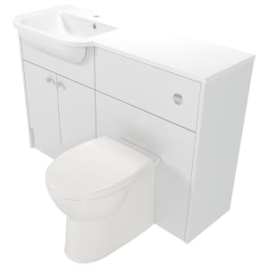 Deccado Benham Bright White Left Hand 1200mm Fitted Vanity & Toilet Pan Unit Combination with Left Hand Basin