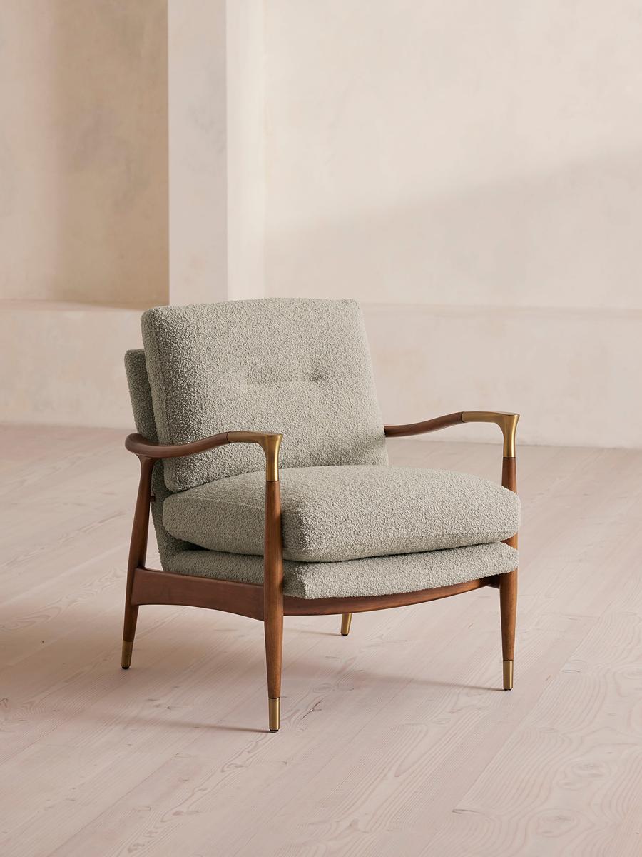 Theodore Armchair, Textured Wool Boucle, Pistachio