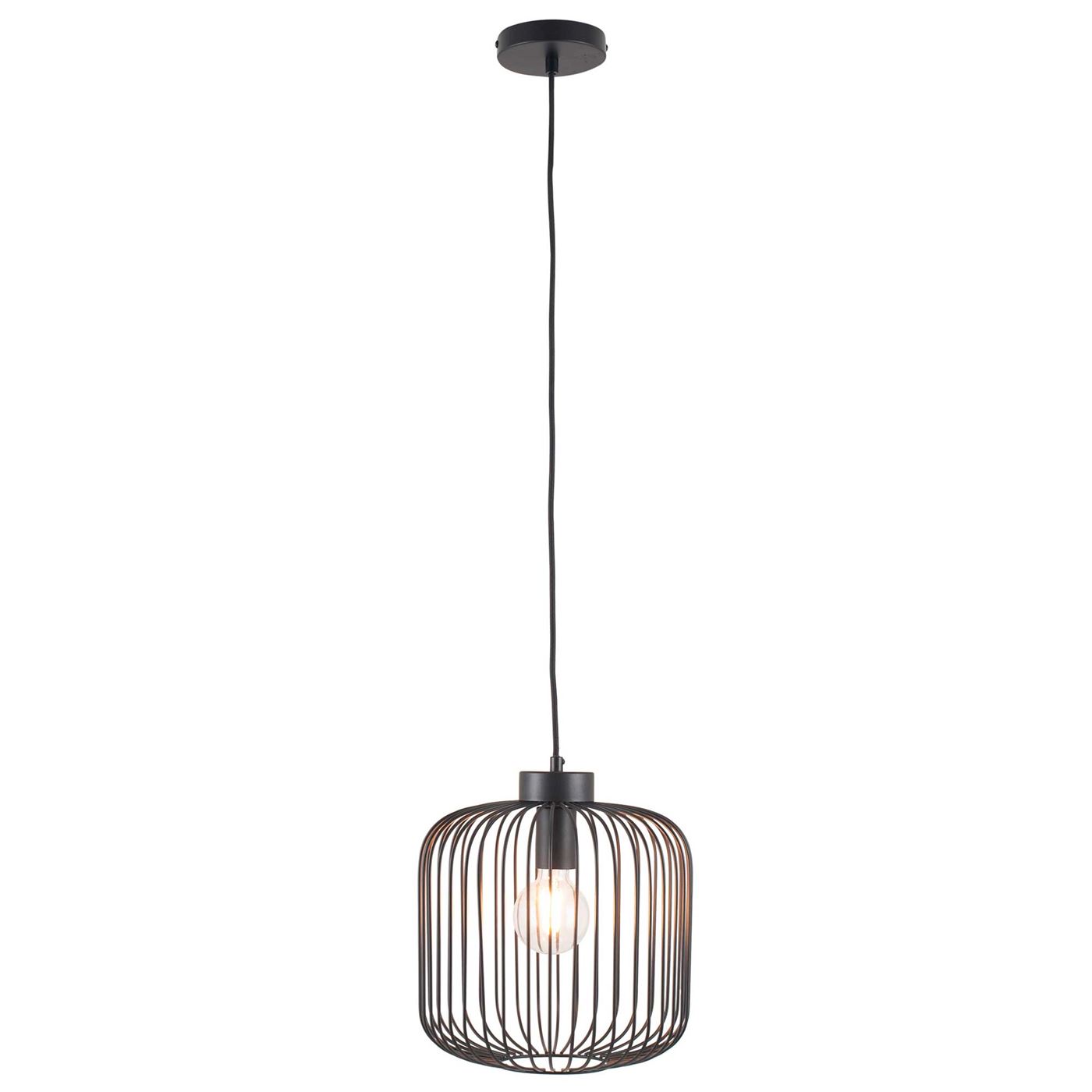 Metal Wire Pendant Light, Matt Black