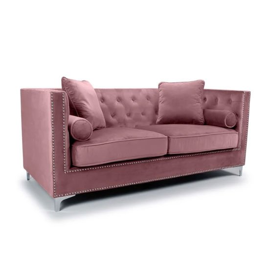 Dorchester Brushed Velvet 3 Seater Sofa In Pink Blush