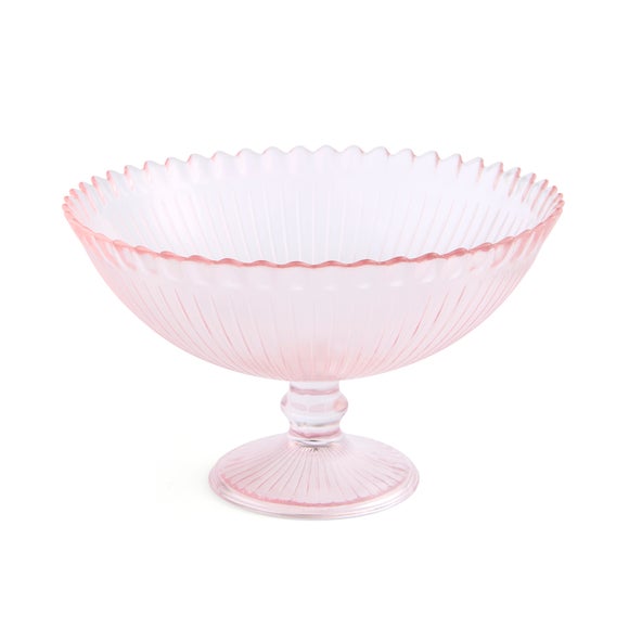 Pink Fluted Glass Footed Bowl 3