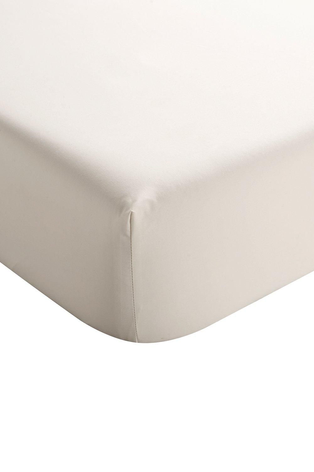 CHRISTY 400TC Luxury Cotton Sateen Plain Dye Bedding Fitted Sheets in Cream