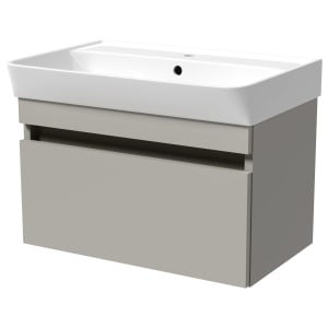 Wickes Easton Pebble Grey 1 Drawer Wall Hung Vanity Unit - 430 x 600mm