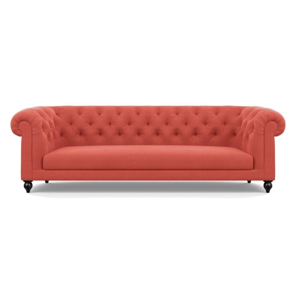 Heal's Fitzrovia 4 Seater Sofa Linen Grenadine Black Feet