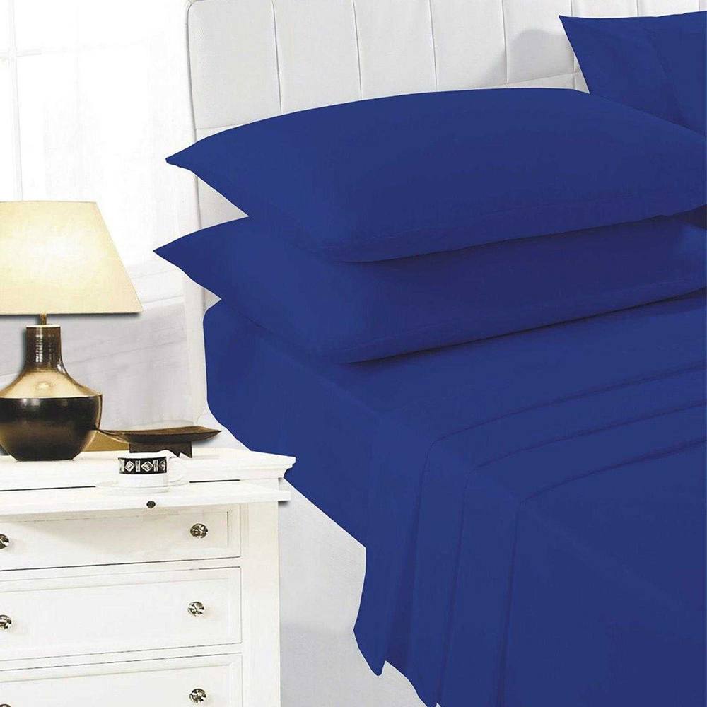 K Collection Percale Percale Fitted Sheet in Navy