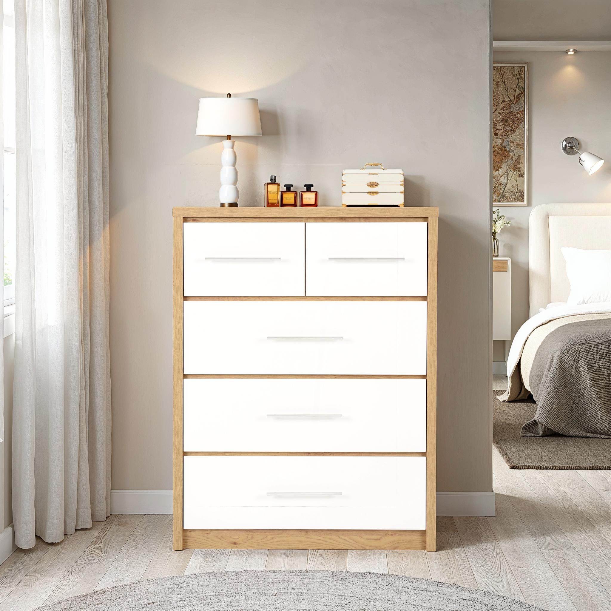 Seconique Seville 3+2 Drawer Chest in White