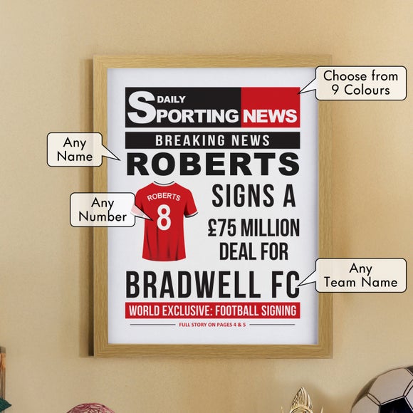 Personalised Football News Poster Frame
