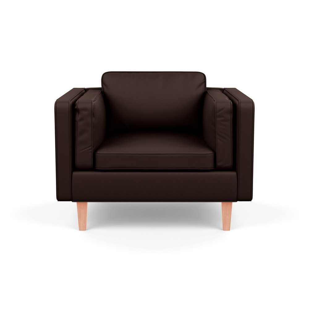 Heal's Chill Armchair Leather Grain Chocolate 066 Natural Feet