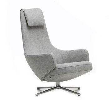 Vitra Repos Armchair Cosy Pebble Polished Base Glides for Carpet