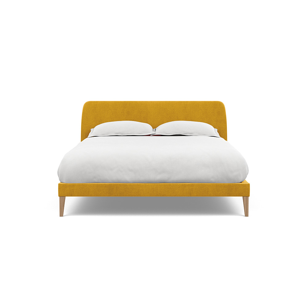 Heal's Wallis Bedstead King Smart Luxe Velvet Canary Black Feet