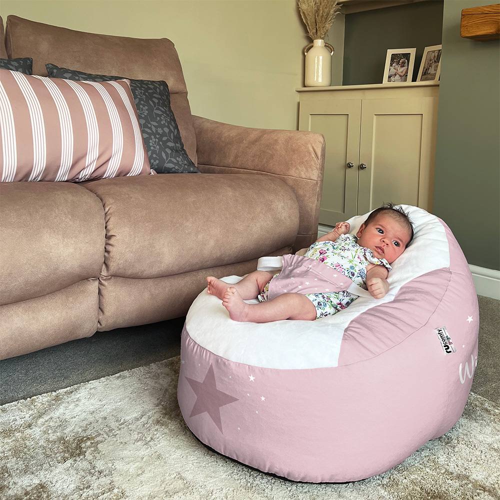 rucomfy Beanbags rucomfy Wish Upon a Star Gaga Baby Bean Bag - Soft Newborn Seat in Baby Pink