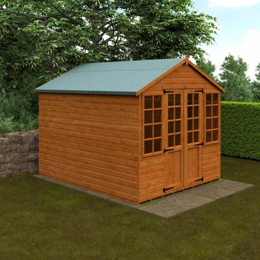 Buttercup Farm 10 x 8 Feet Summerhouse 12mm Shed - L295 x W235 x H243.7 cm in Burnt Orange 2